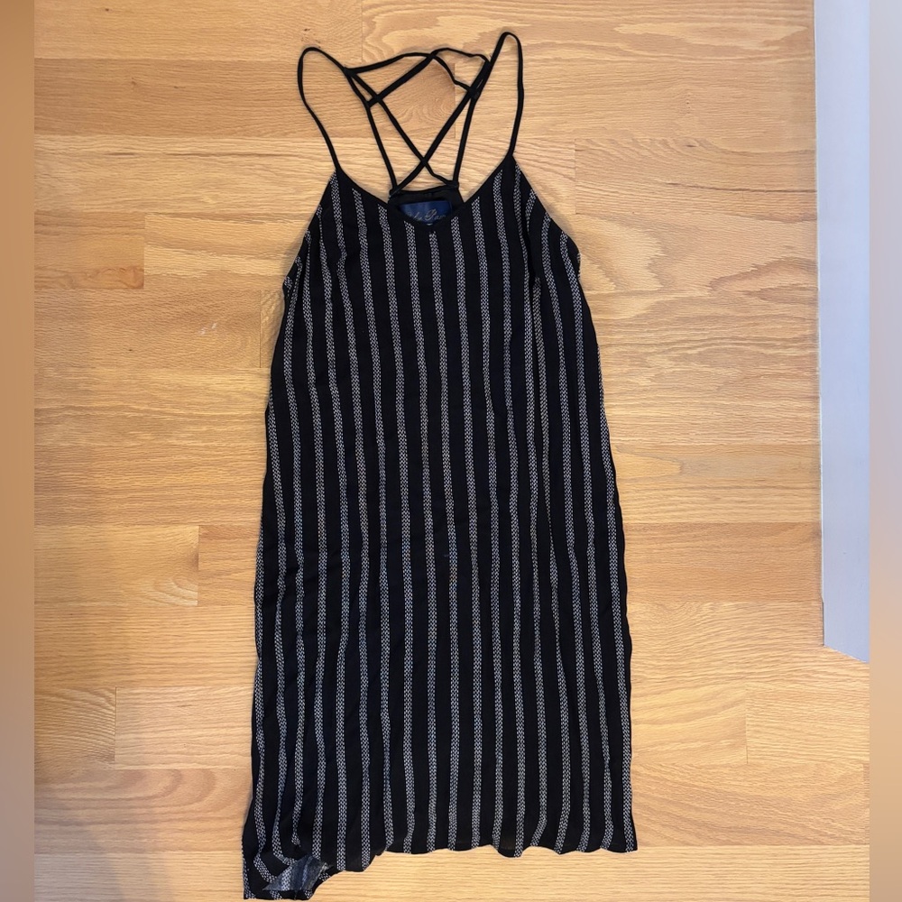 Black and white striped dress